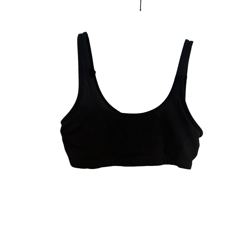 Tna Aritzia Black Scoop Neck Sports Bra Logo Activewear Top